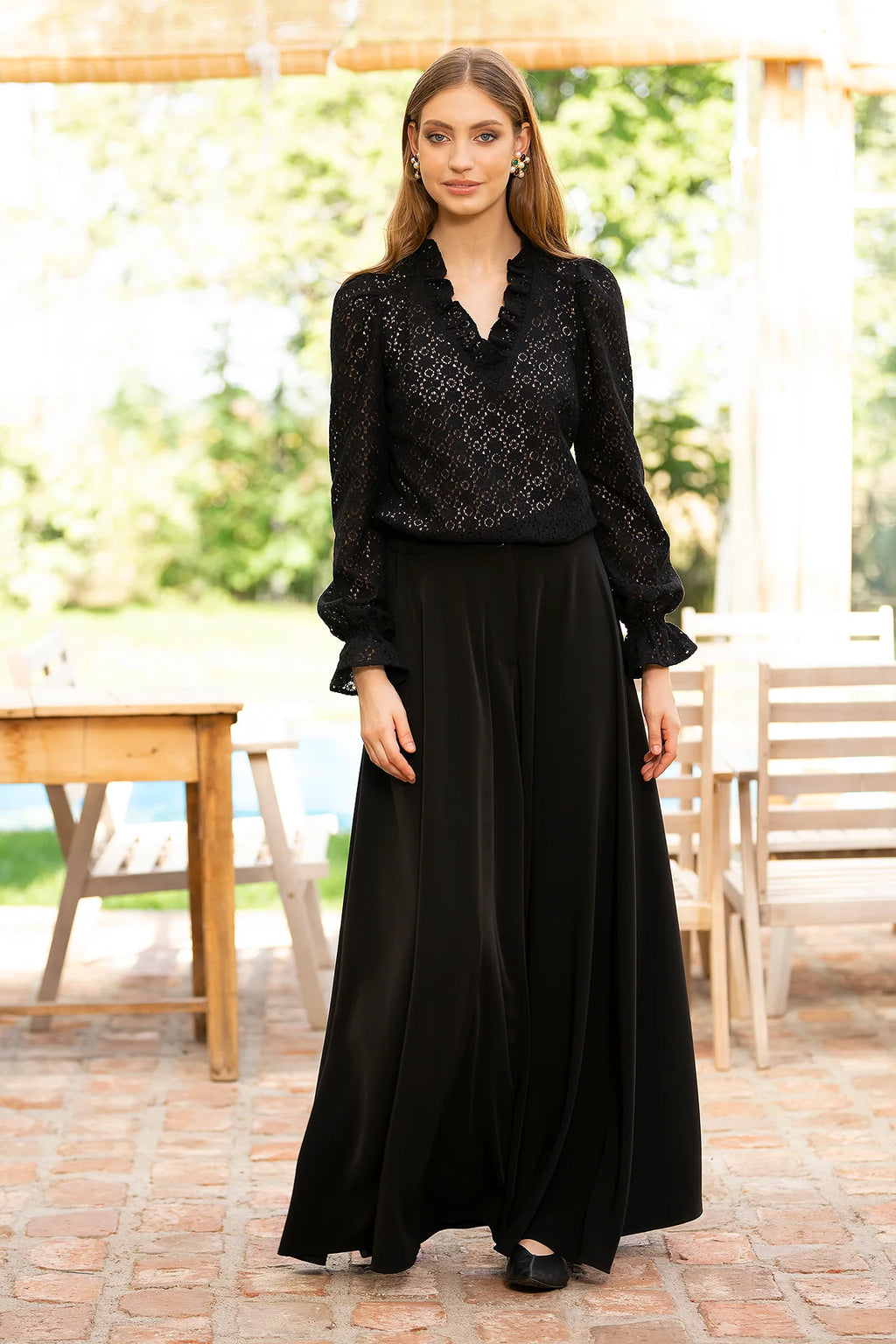 Bluza Neagra Din Dantela De Bumbac Irma