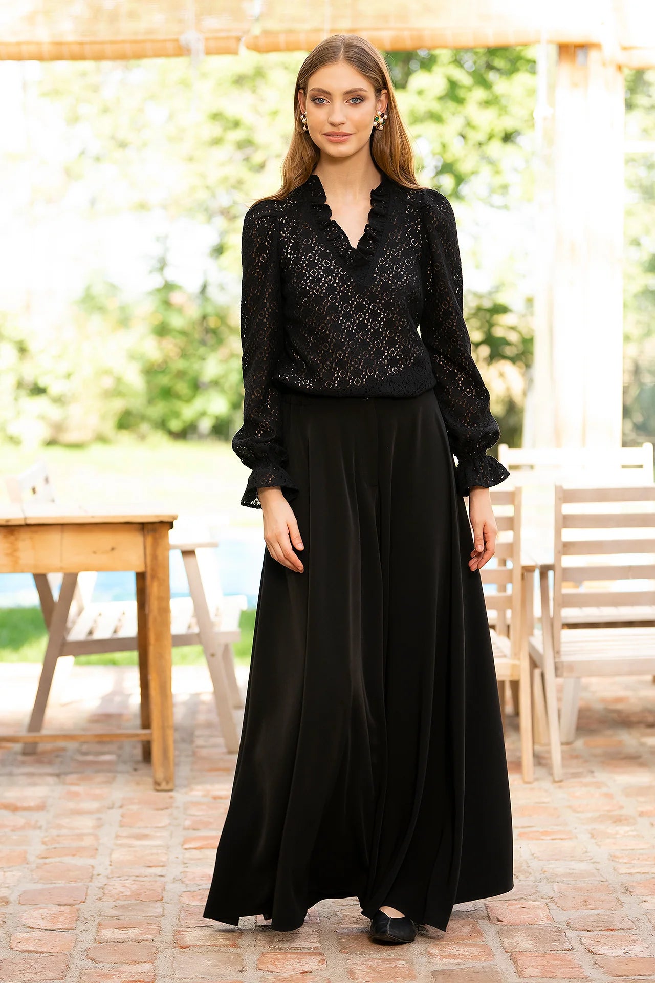 Bluza Neagra Din Dantela De Bumbac Irma