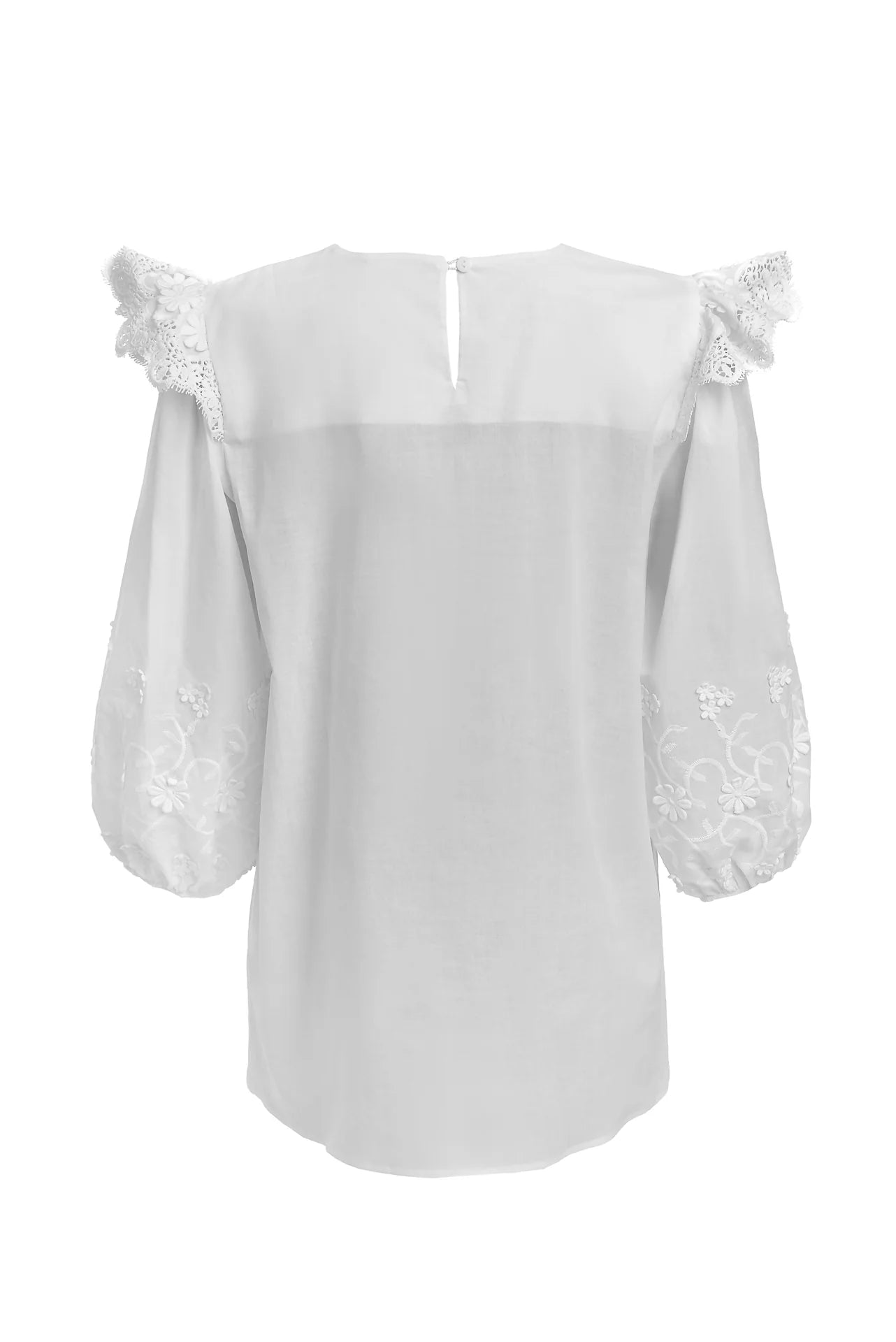 Bluza Alba Maramu cu Broderie Tridimensionala