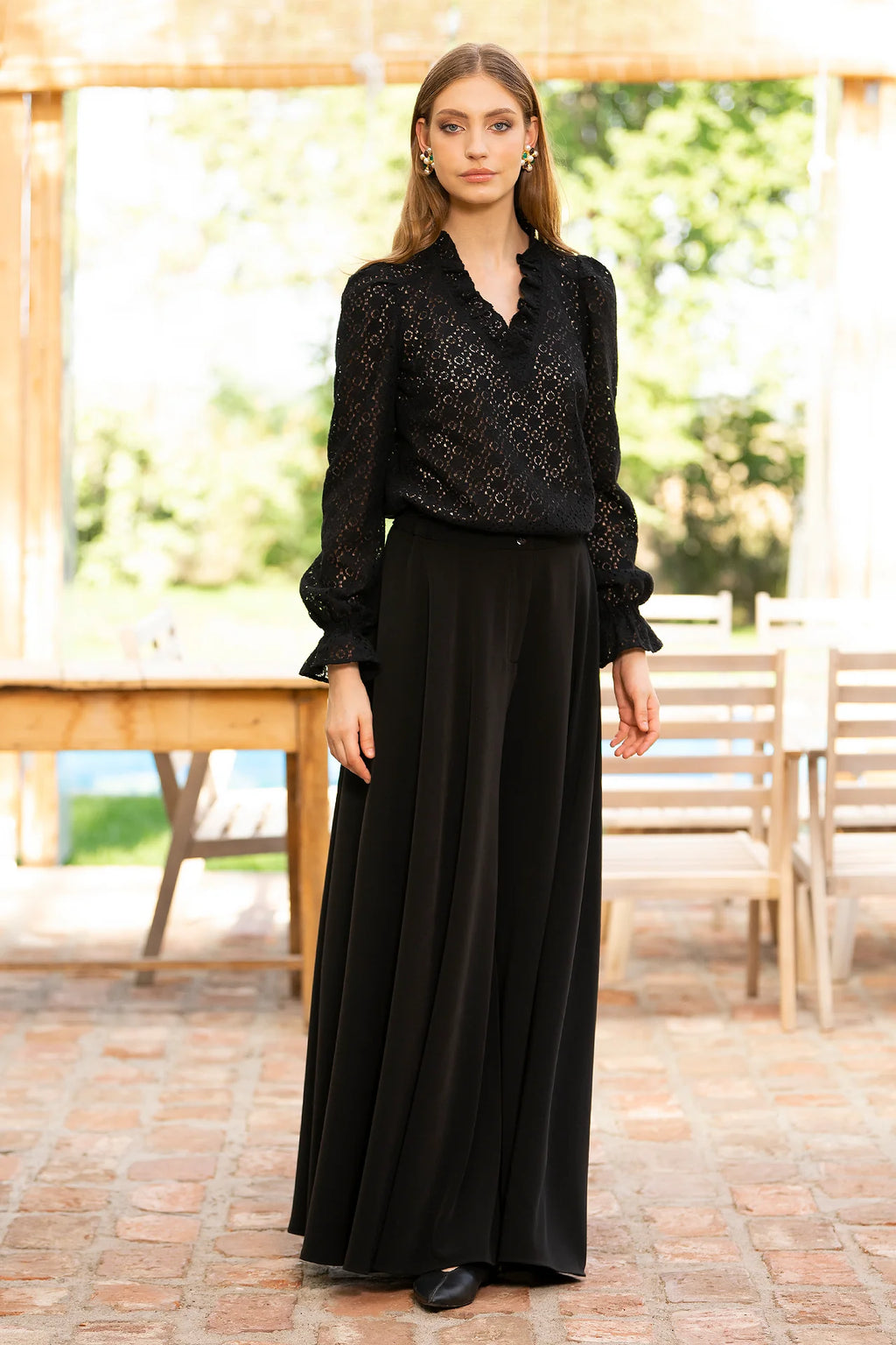 Bluza Neagra Din Dantela De Bumbac Irma