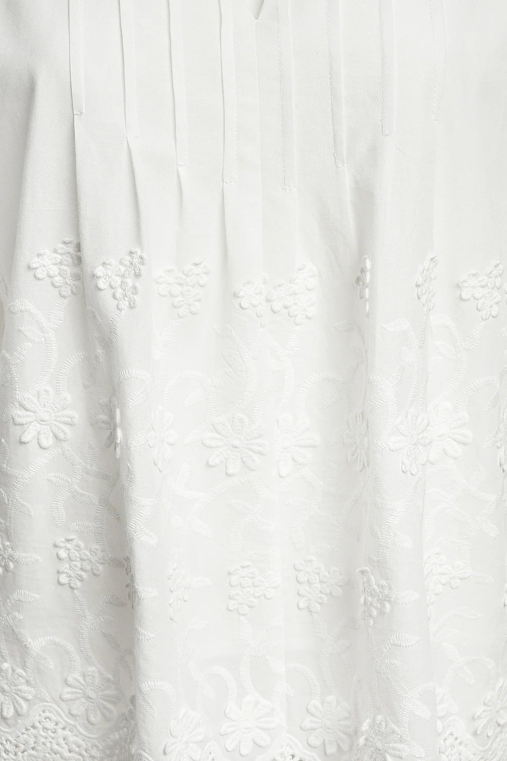 Bluza kimono albă din batist de bumbac și broderie tridimensională
