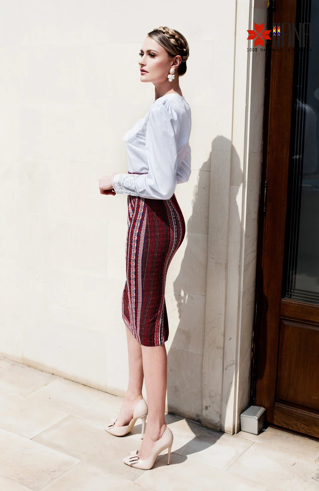 Fusta Midi din Jacquard Tesut Cosanzeana