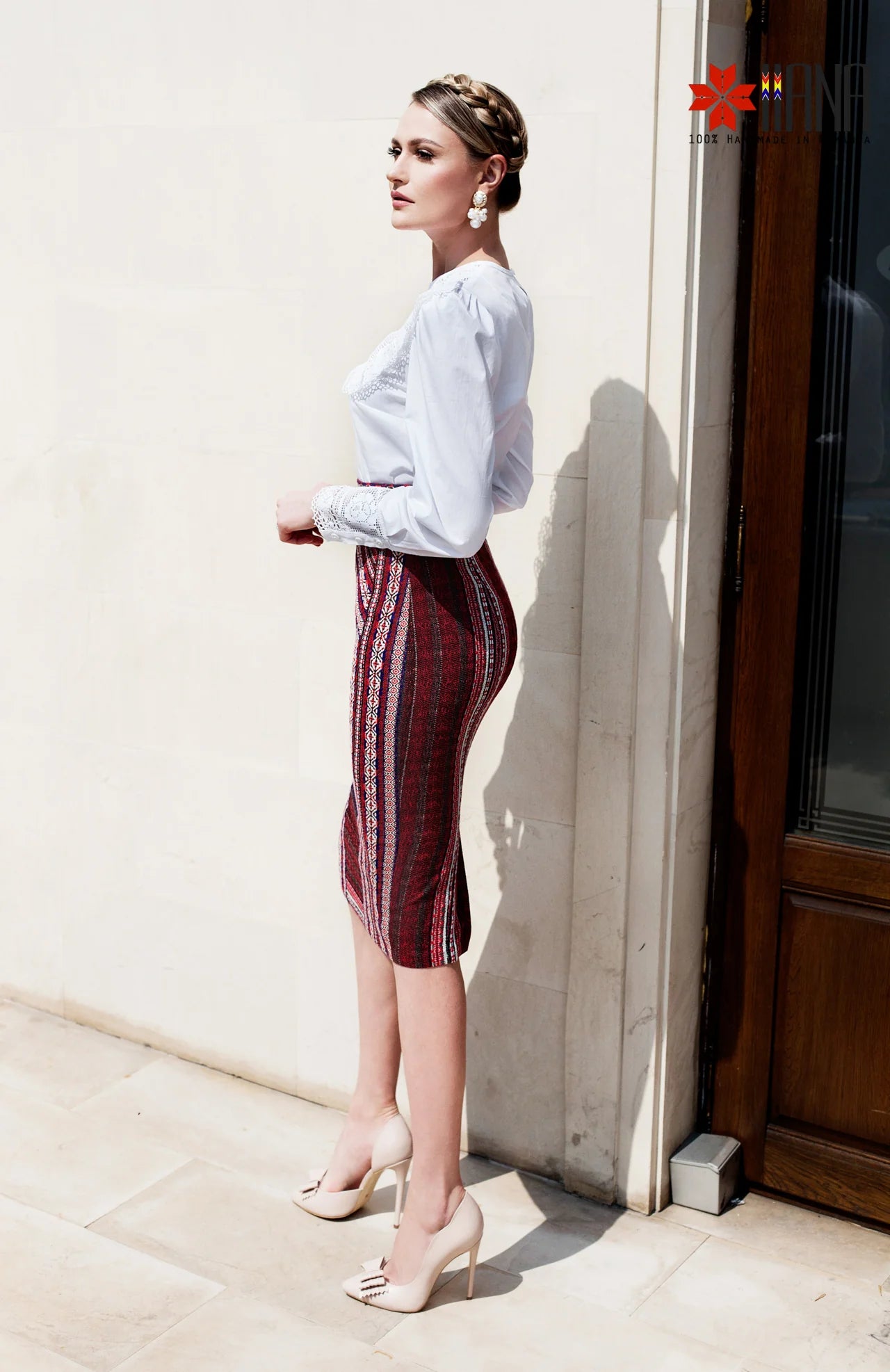 Fusta Midi din Jacquard Tesut Cosanzeana