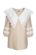 Bluza Crem Cu Guler Din Broderie Tridimensionala