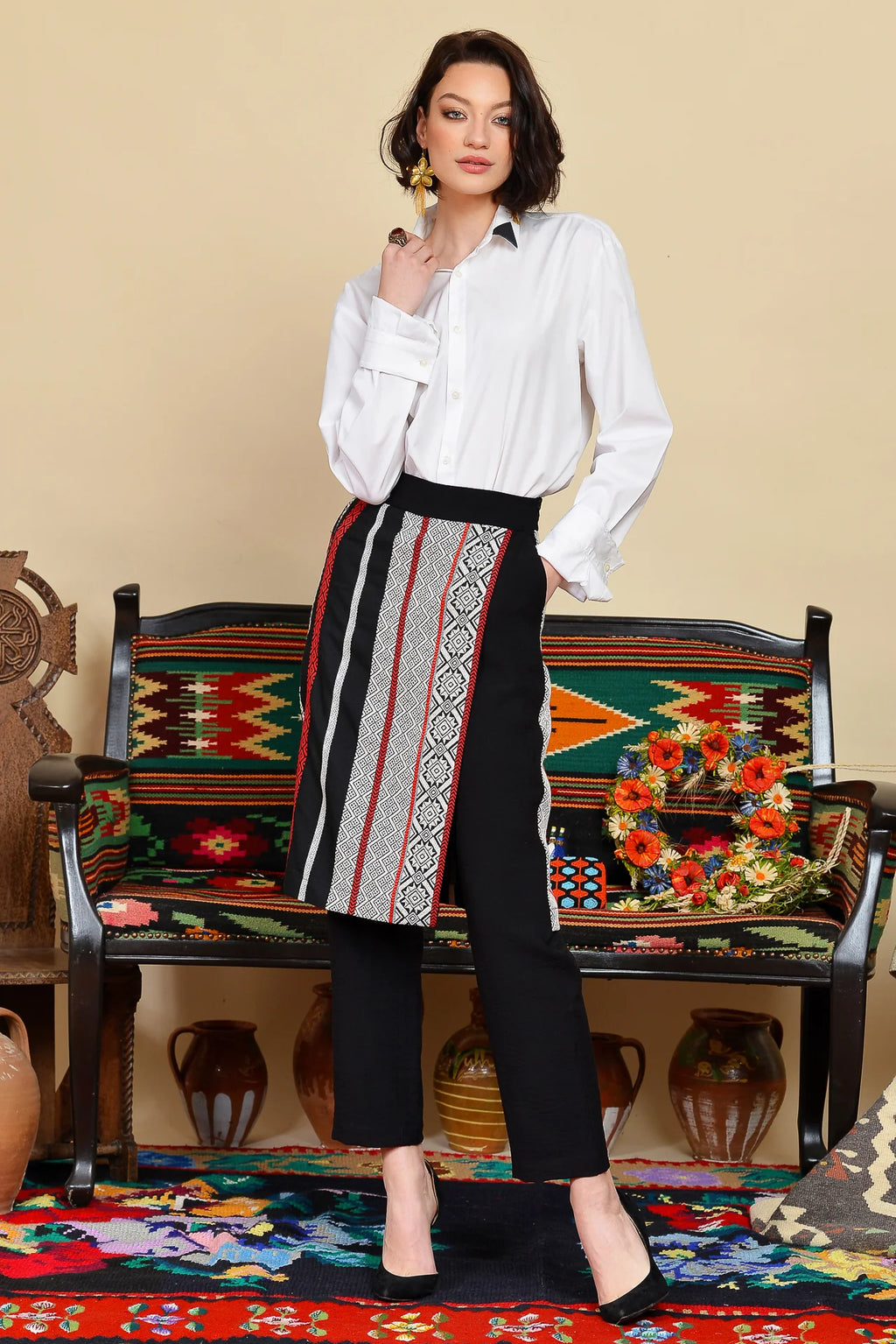 Pantaloni Negri cu Oprege