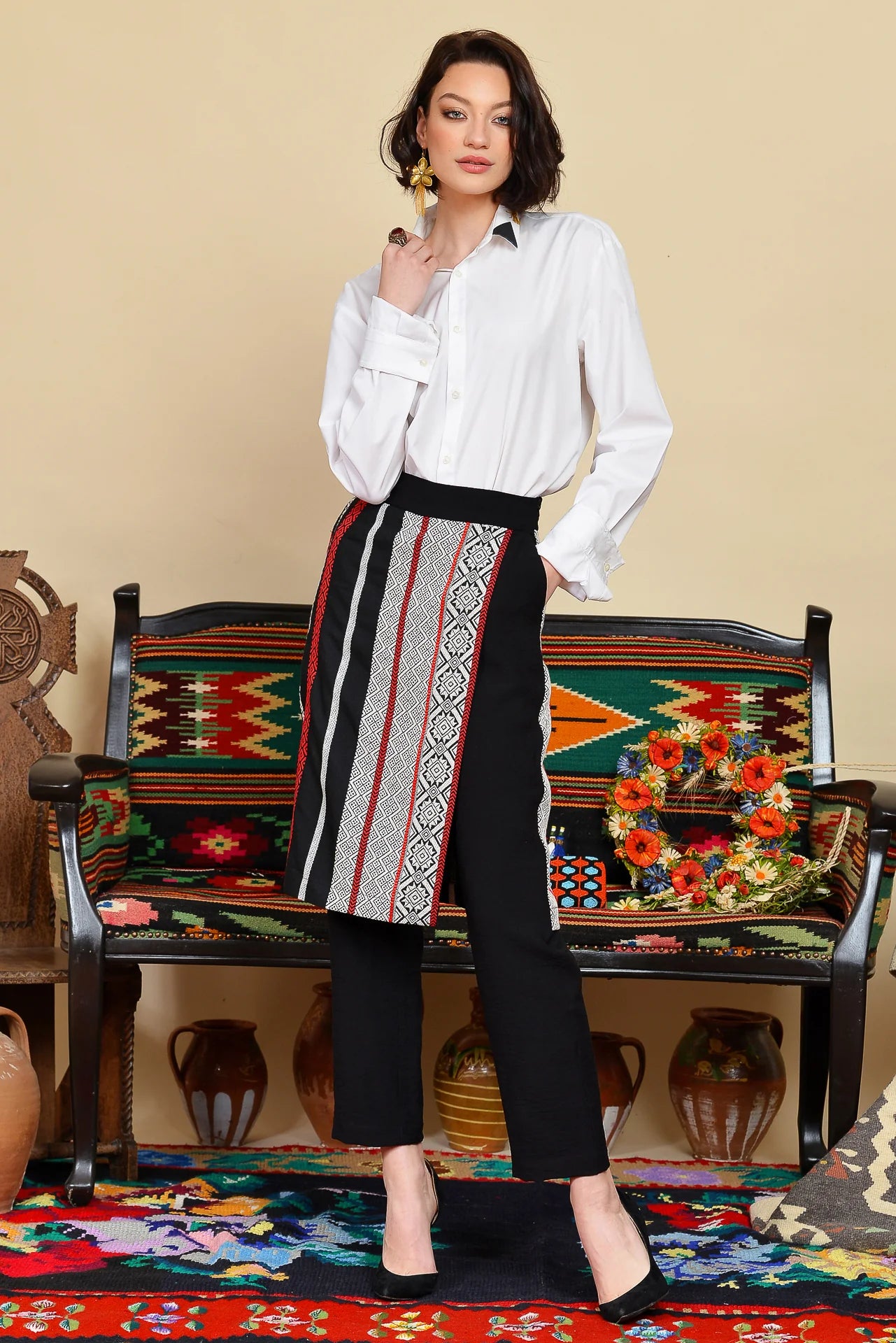 Pantaloni Negri cu Oprege