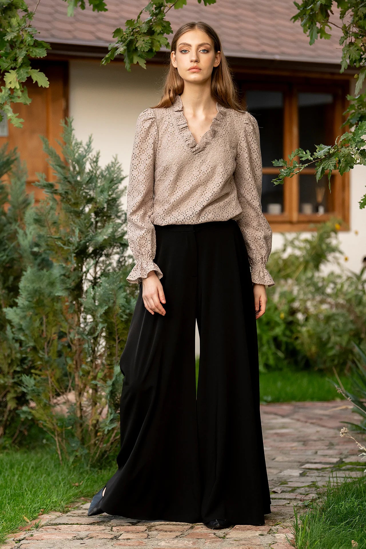 Bluza Grej Din Dantela De Bumbac Ozana