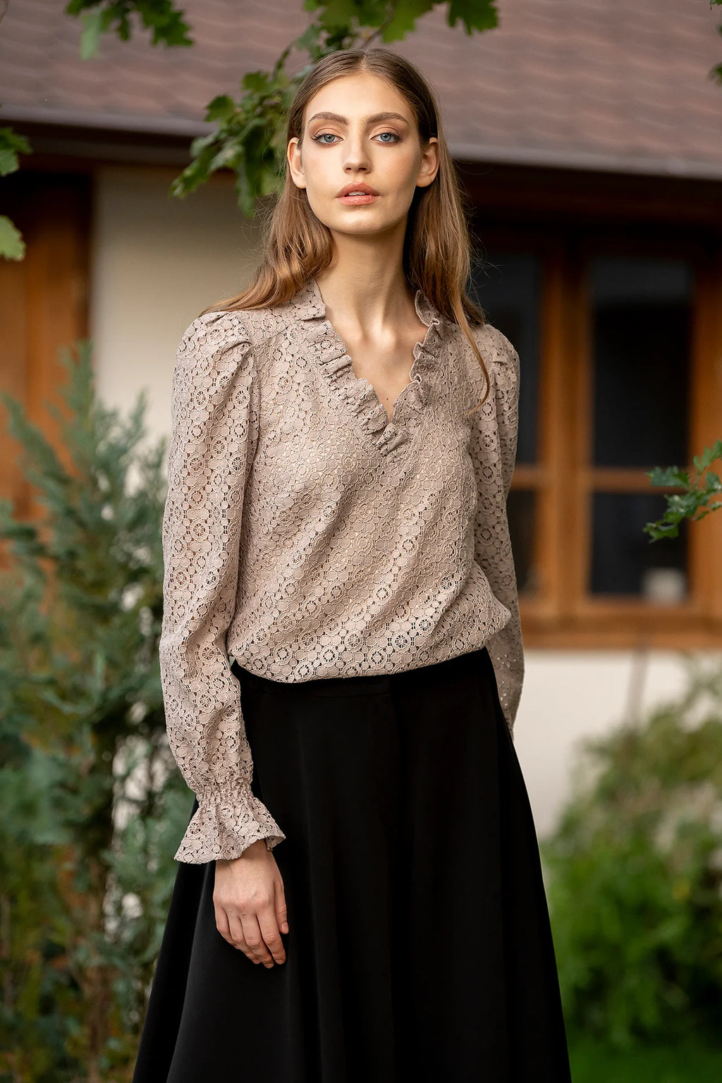 Bluza Grej Din Dantela De Bumbac Ozana