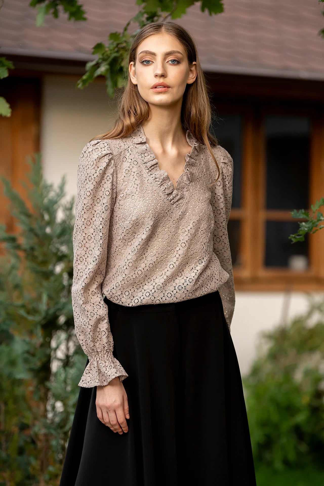 Bluza Grej Din Dantela De Bumbac Ozana