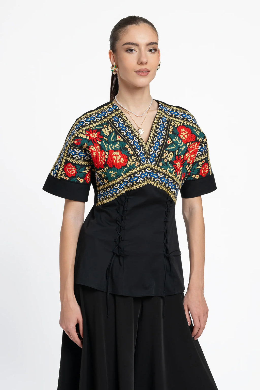Bluză kimono Zen cu jacquard etnic țesut