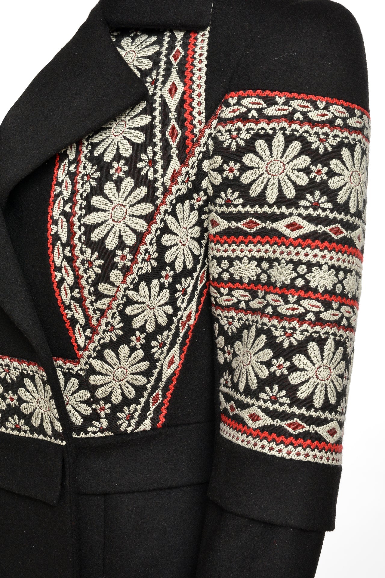 Pardesiu Midi Din Stofa De Lana Si Jacquard Tesut Ecaterina