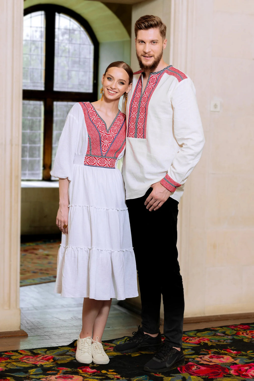Rochia Euforia cu jacquard tesut rosu