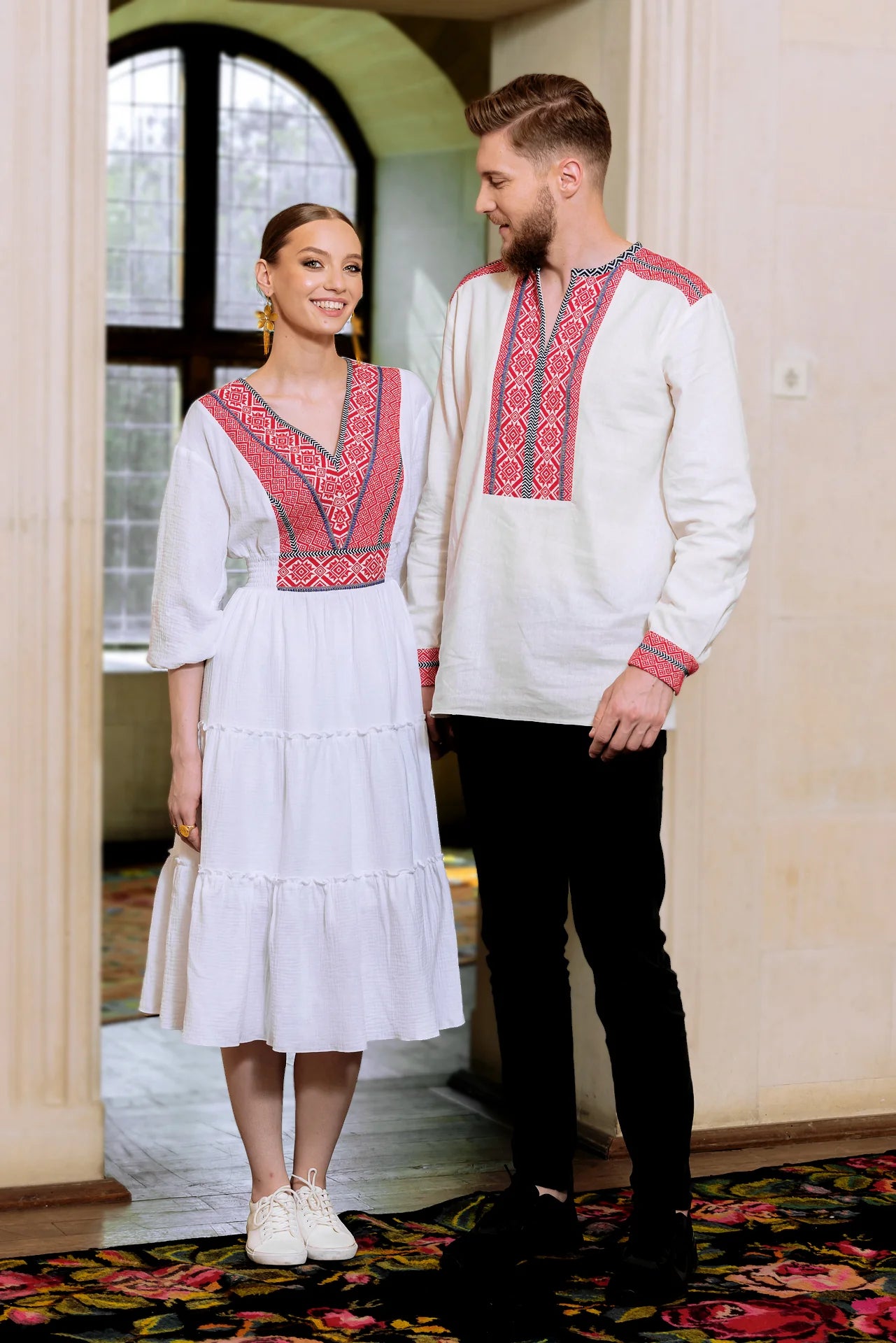 Rochia Euforia cu jacquard tesut rosu