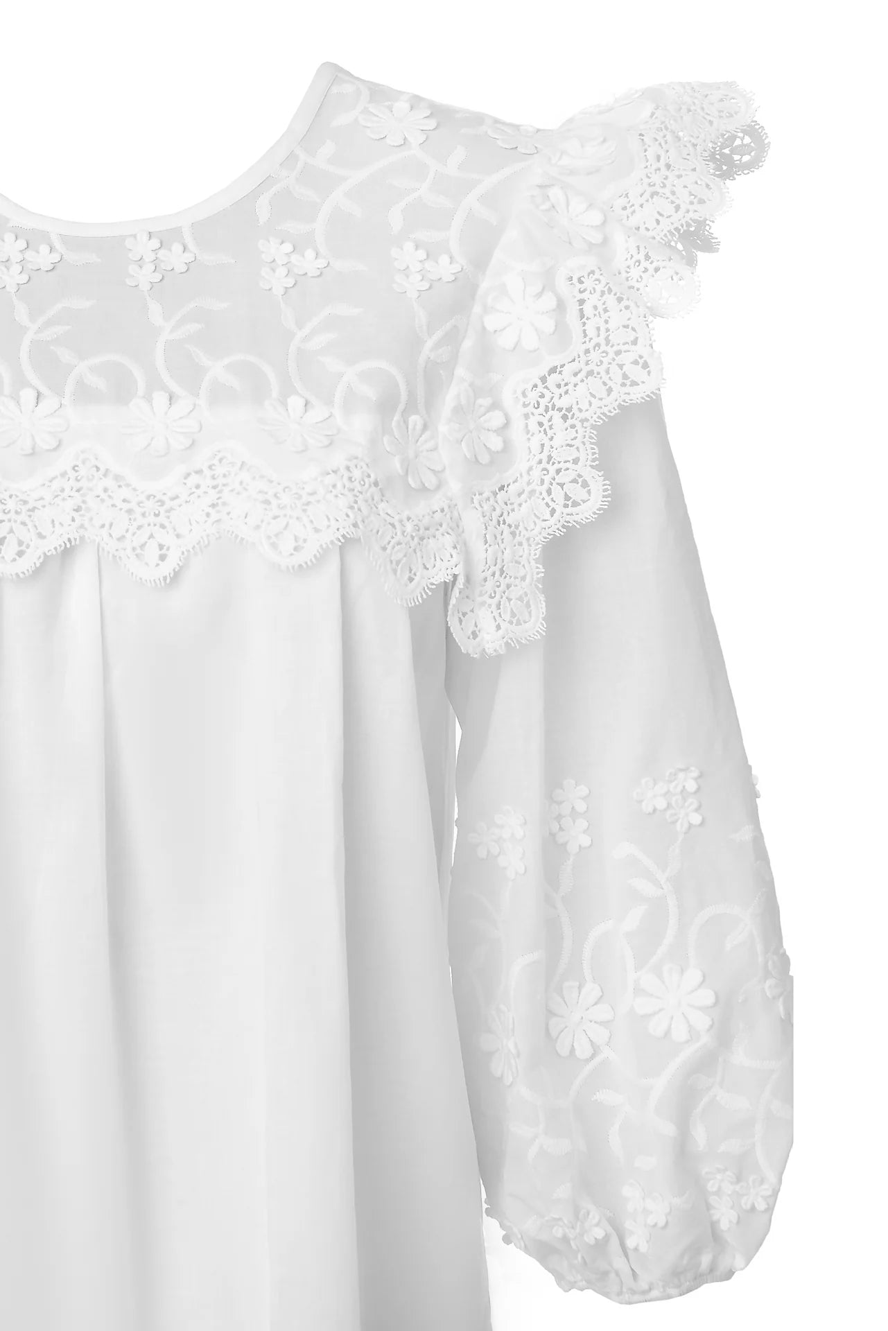 Bluza Alba Maramu cu Broderie Tridimensionala