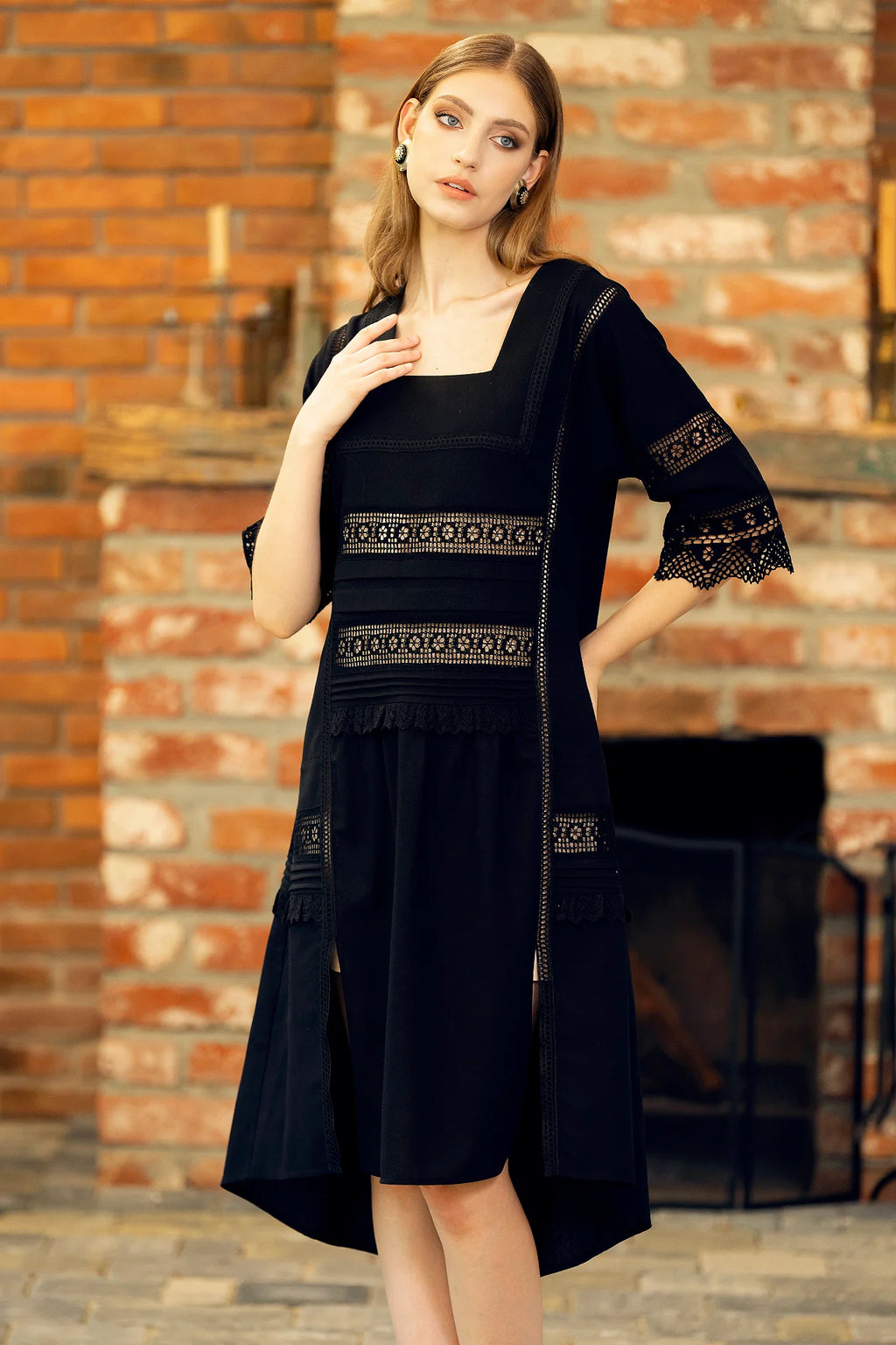 Rochie Neagra Din In Si Dantela Traditionala