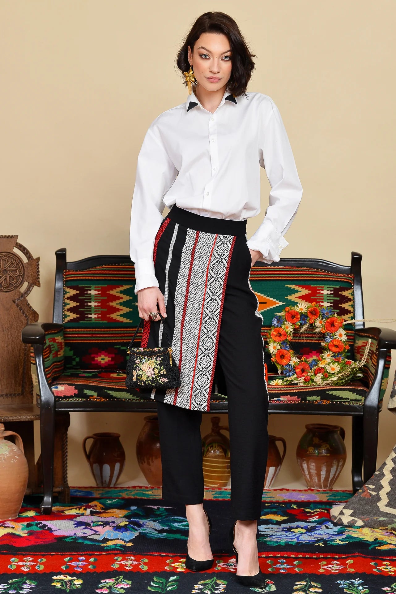 Pantaloni Negri cu Oprege