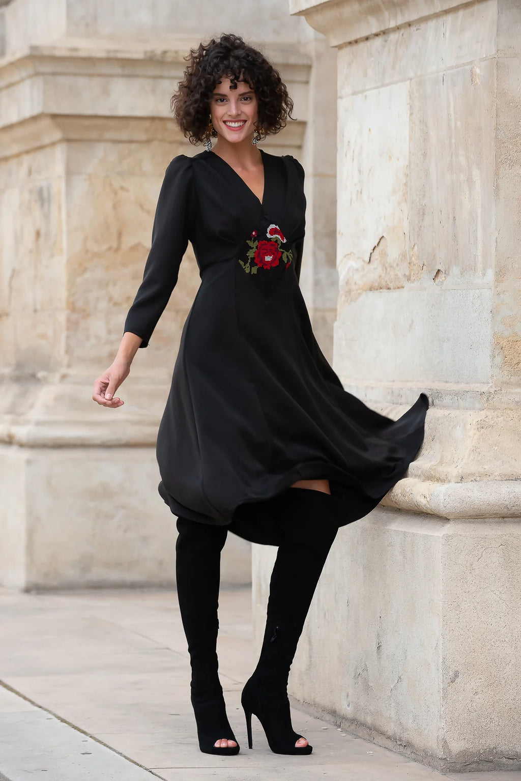 Rochie din Stofa Neagra Medeea