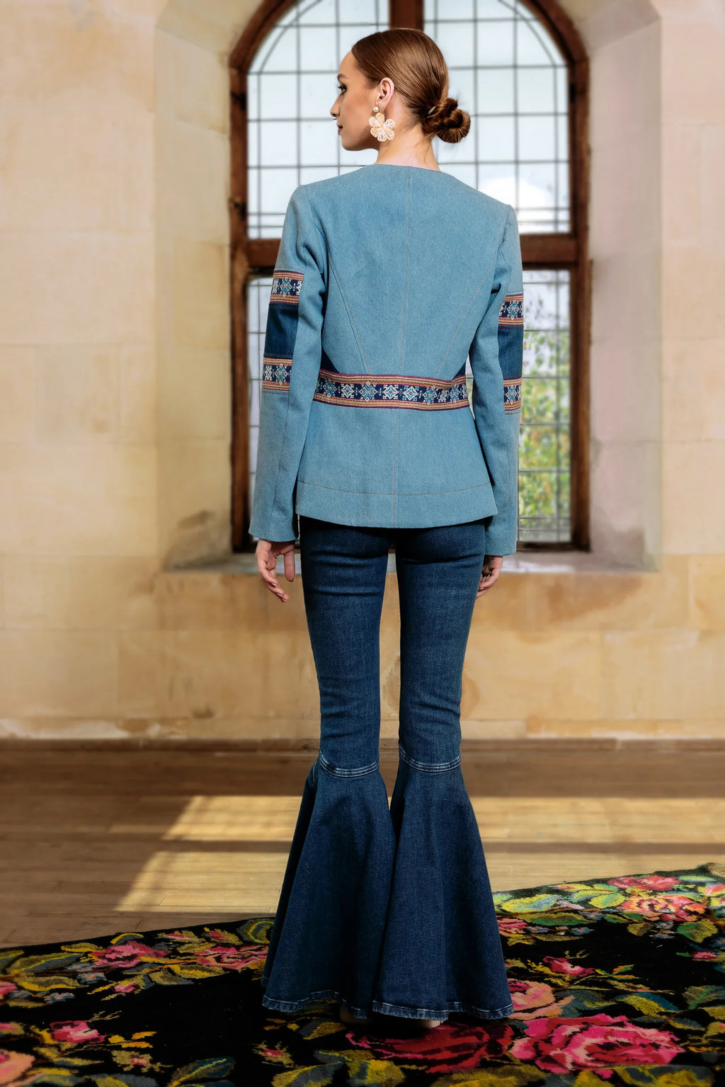 Sacou din Denim si Jacquard Etnic