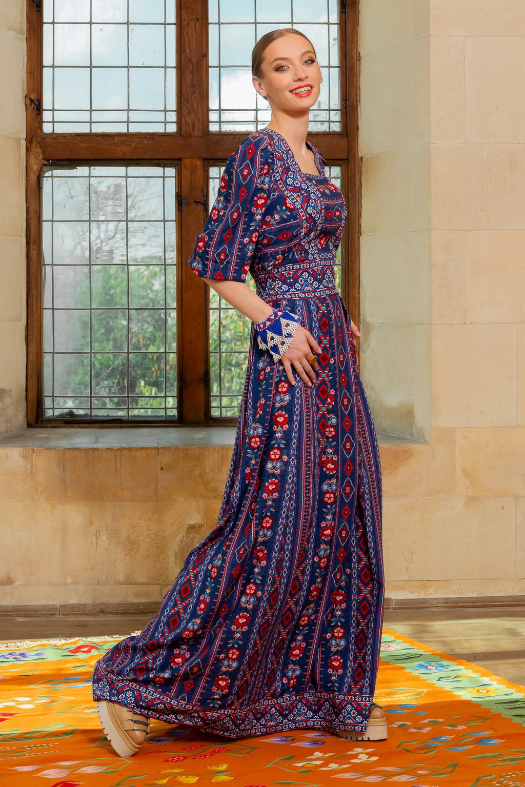 Rochia Bleumarin Lunga Boho Chic