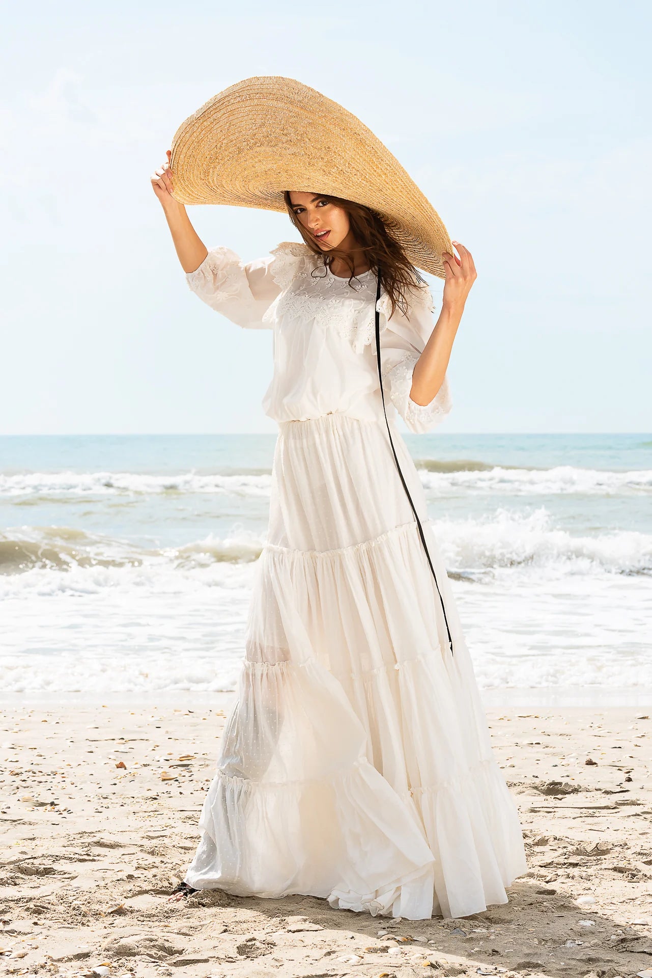 Bluza Alba Maramu cu Broderie Tridimensionala