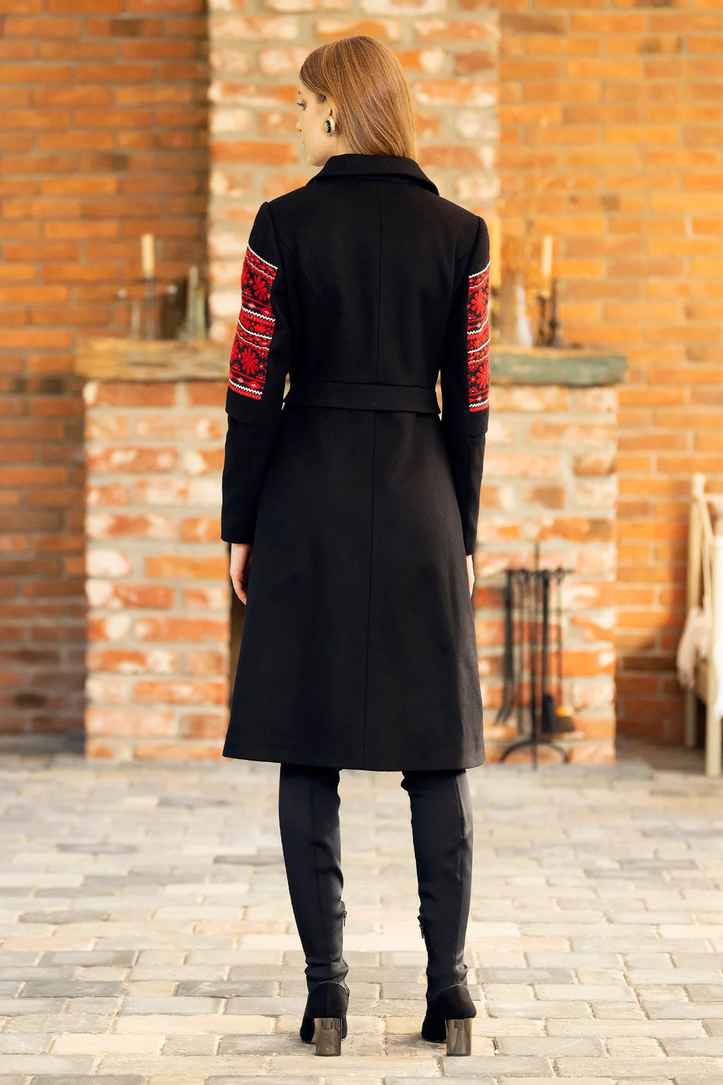 Pardesiu Midi Din Stofa De Lana Si Jacquard Tesut Malvina