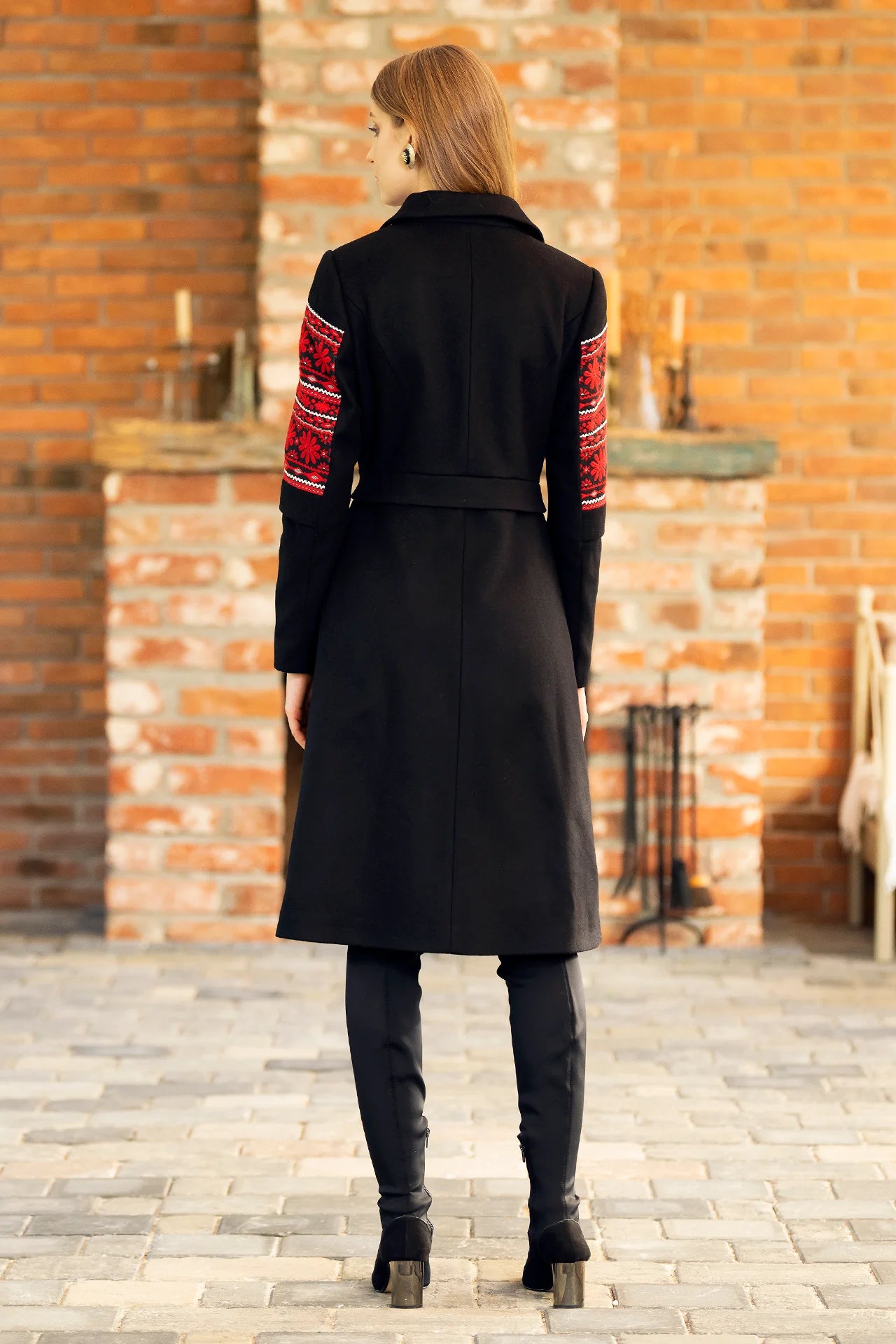 Pardesiu Midi Din Stofa De Lana Si Jacquard Tesut Malvina