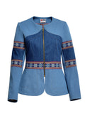 Sacou din Denim si Jacquard Etnic