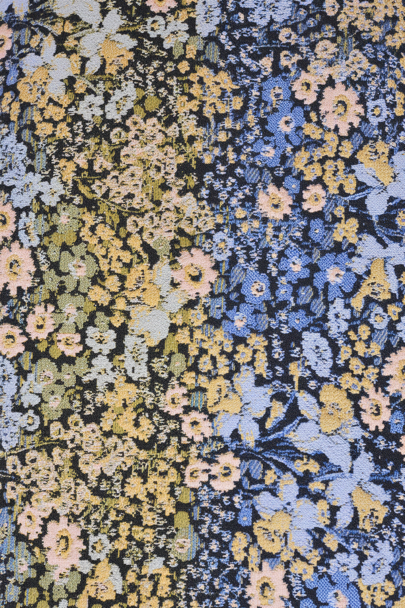 Fusta Dreapta din Jacquard cu Motive Florale