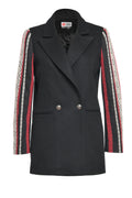 Jacheta neagra din lana cu jacquard etnic tesut