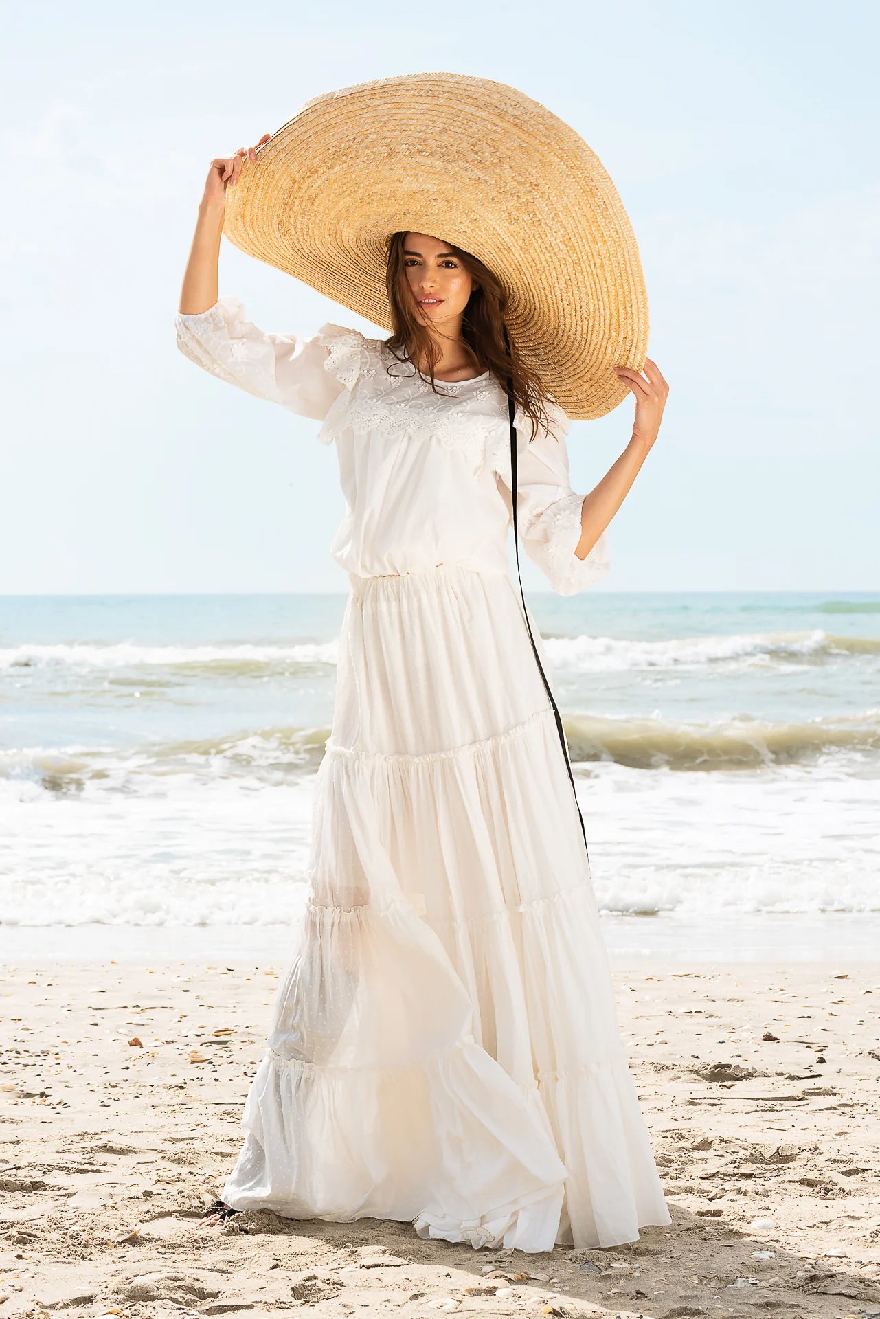 Bluza Alba Maramu cu Broderie Tridimensionala