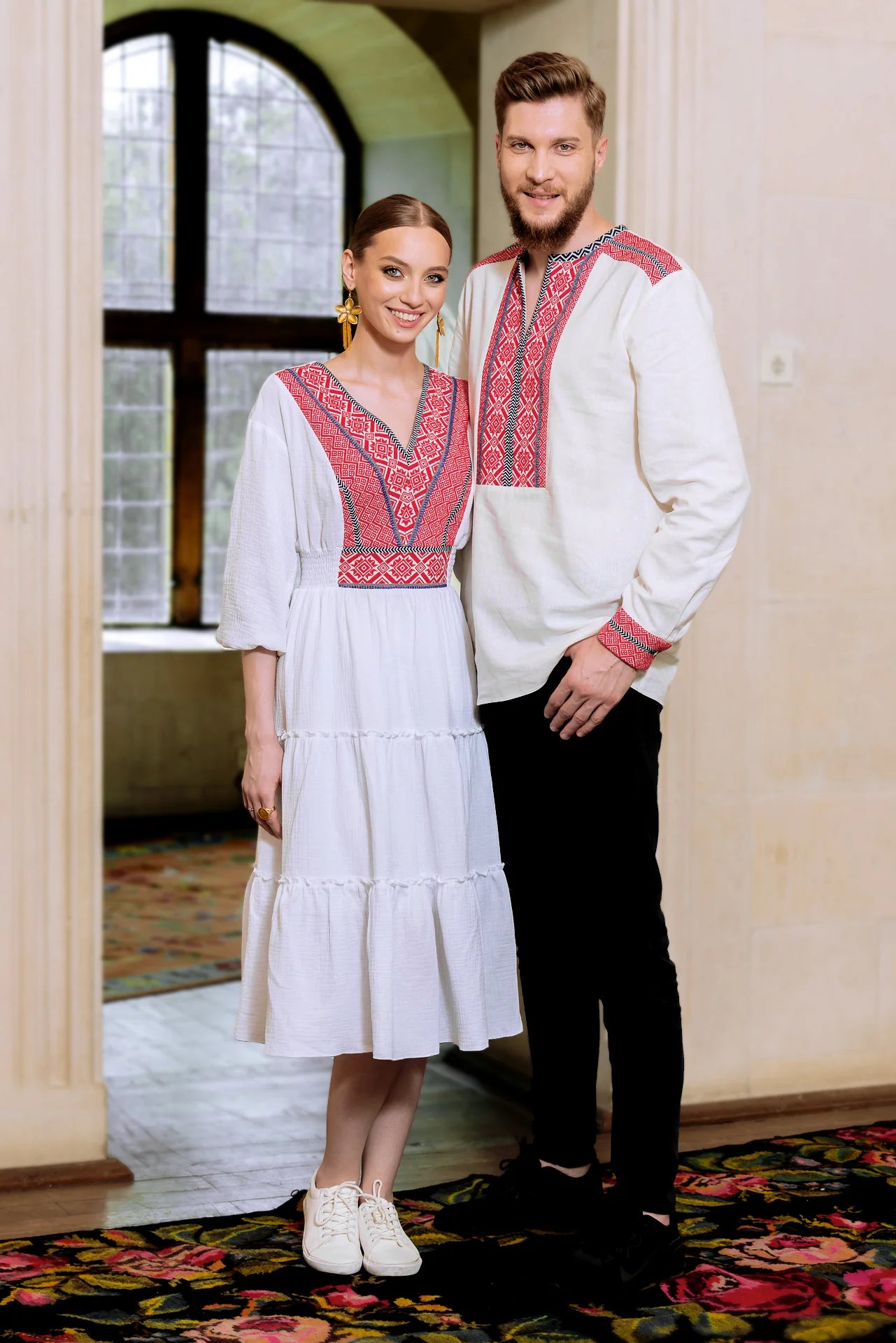 Rochia Euforia cu jacquard tesut rosu
