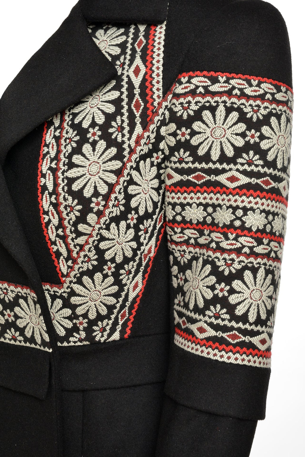Pardesiu Lung Din Stofa De Lana Si Jacquard Tesut Carina