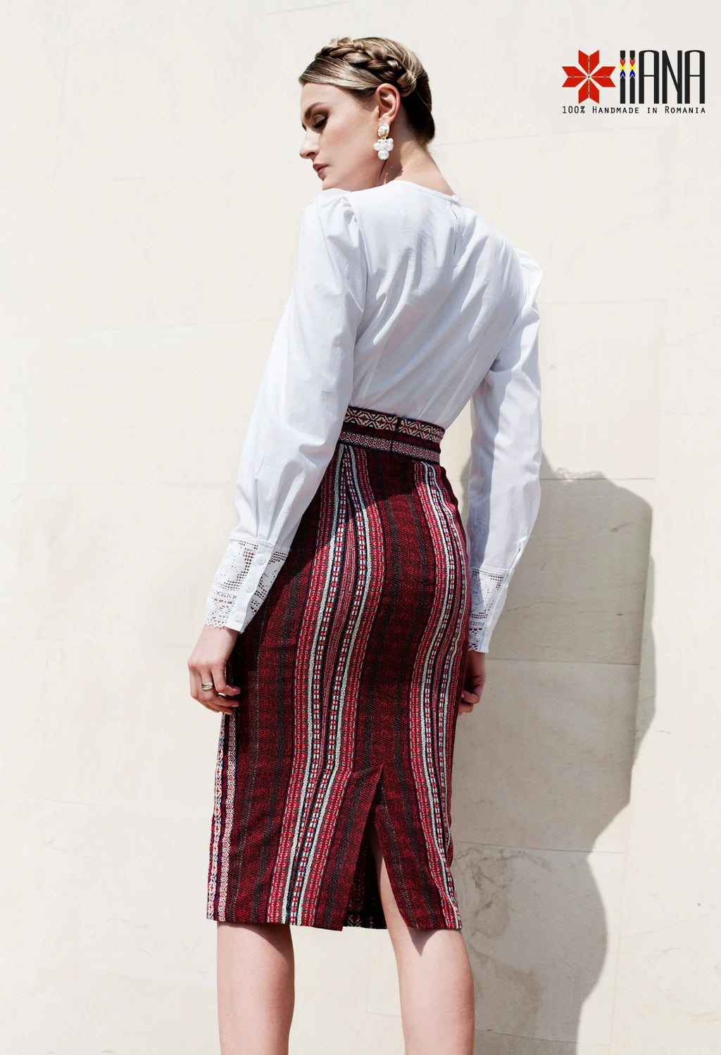 Fusta Midi din Jacquard Tesut Cosanzeana